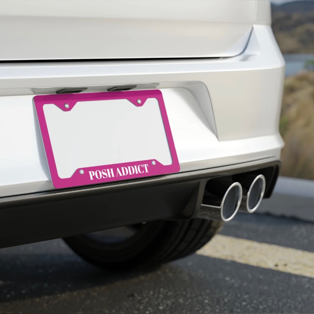 NIB GRAPHIC CUSTOM "POSH" Metal License Plate Frame